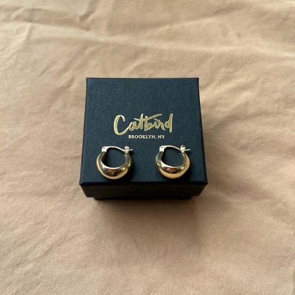 Catbird Coupe Gold Dome Hoop Earrings - Picture 3 of 15